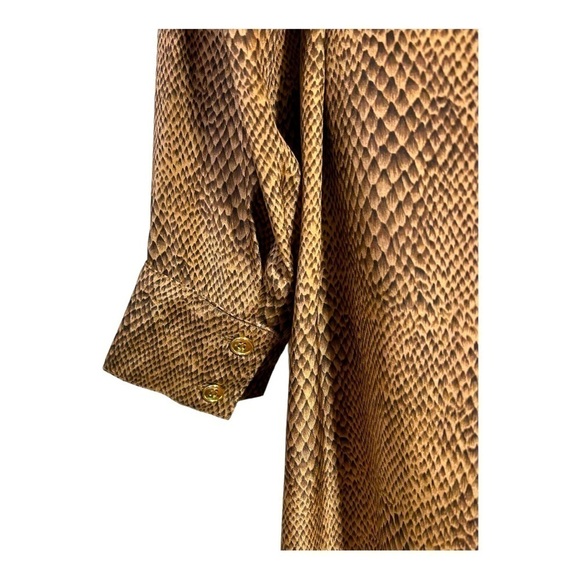 NEW Britt Ryan Silk Animal Print Dress Black Brown Long Sleeve Tie Waist Women S - Picture 5 of 7